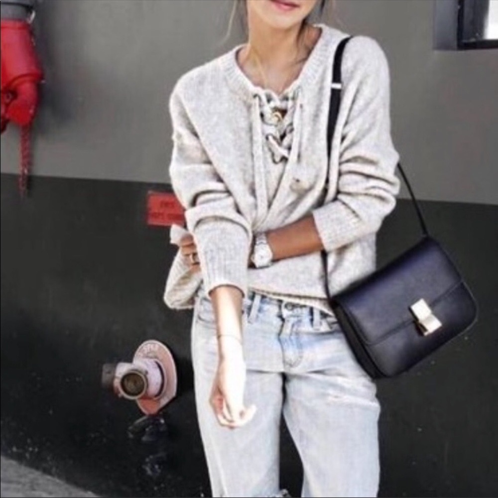 Zara knit lace up sweater